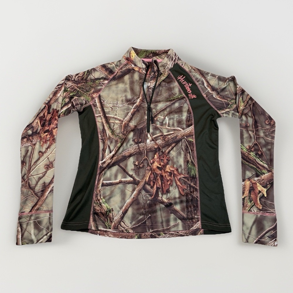 Huntworth Women's Large Camo Quarter Zip Long Sleeve Pullover Outdoors Hunting